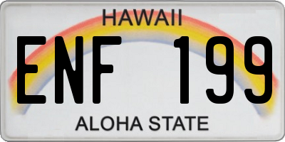 HI license plate ENF199
