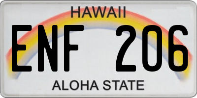 HI license plate ENF206