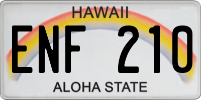 HI license plate ENF210