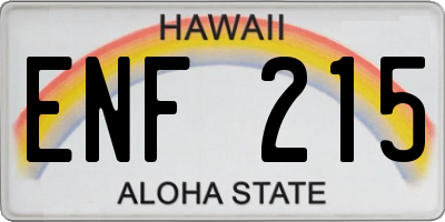 HI license plate ENF215