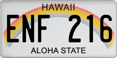 HI license plate ENF216