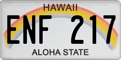 HI license plate ENF217