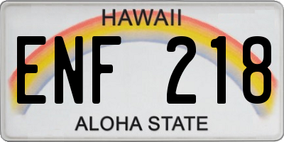 HI license plate ENF218