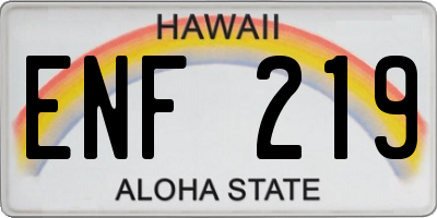 HI license plate ENF219