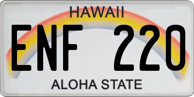 HI license plate ENF220