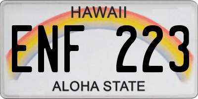 HI license plate ENF223
