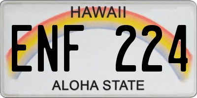 HI license plate ENF224