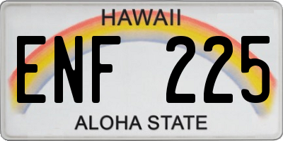 HI license plate ENF225