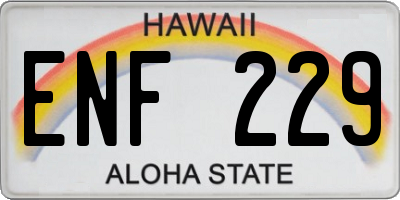 HI license plate ENF229