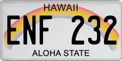 HI license plate ENF232
