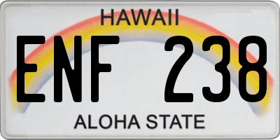 HI license plate ENF238