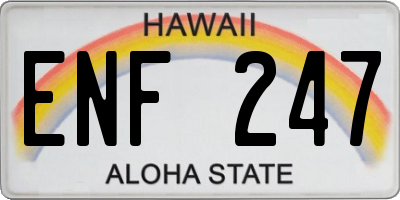 HI license plate ENF247