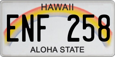 HI license plate ENF258