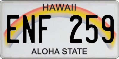 HI license plate ENF259