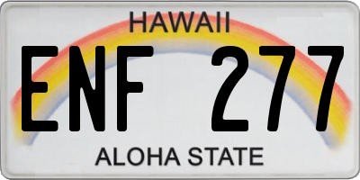 HI license plate ENF277