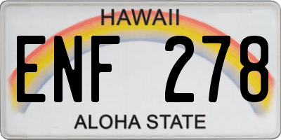HI license plate ENF278