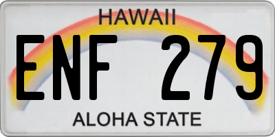 HI license plate ENF279