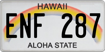 HI license plate ENF287