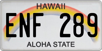 HI license plate ENF289