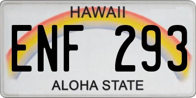 HI license plate ENF293