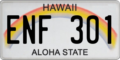 HI license plate ENF301
