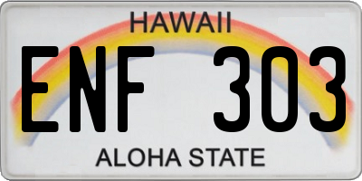 HI license plate ENF303