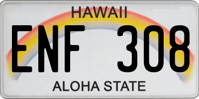 HI license plate ENF308