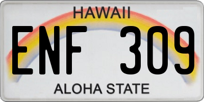HI license plate ENF309