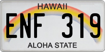 HI license plate ENF319