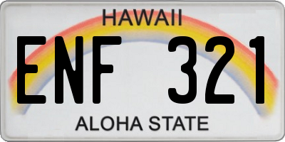 HI license plate ENF321