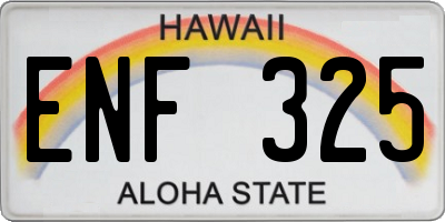 HI license plate ENF325