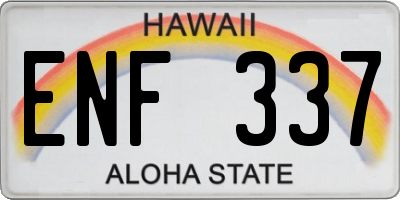 HI license plate ENF337