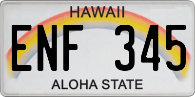 HI license plate ENF345
