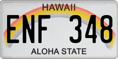 HI license plate ENF348
