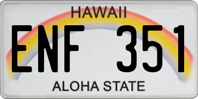 HI license plate ENF351