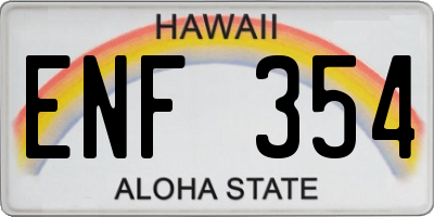 HI license plate ENF354