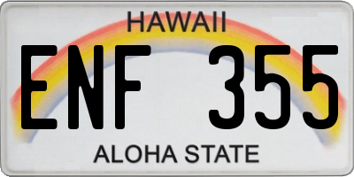 HI license plate ENF355