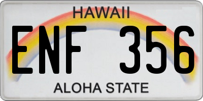 HI license plate ENF356