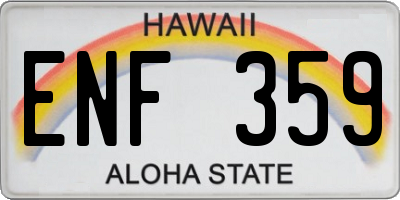 HI license plate ENF359