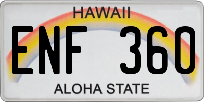 HI license plate ENF360