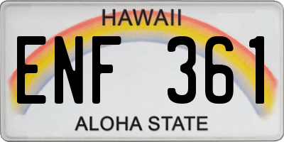 HI license plate ENF361