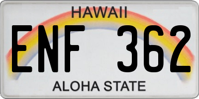 HI license plate ENF362