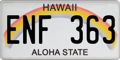 HI license plate ENF363