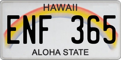 HI license plate ENF365