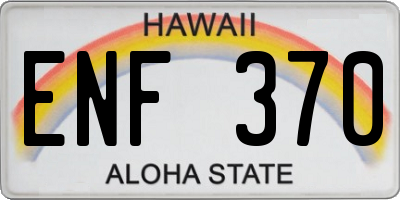 HI license plate ENF370