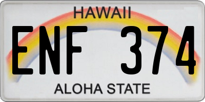 HI license plate ENF374