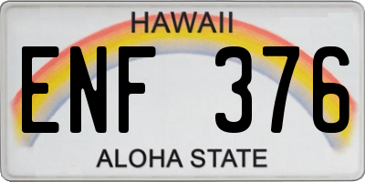 HI license plate ENF376