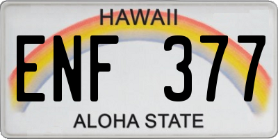 HI license plate ENF377