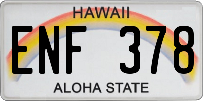 HI license plate ENF378