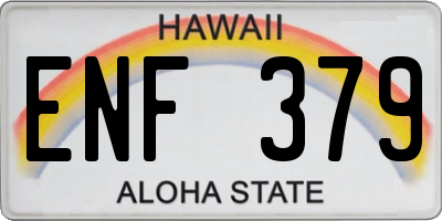 HI license plate ENF379